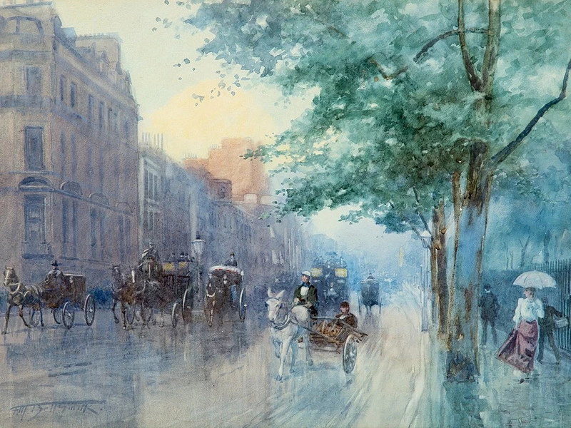 1846-Frederic Marlett Bell-Smith - Scena di strada di Londra
